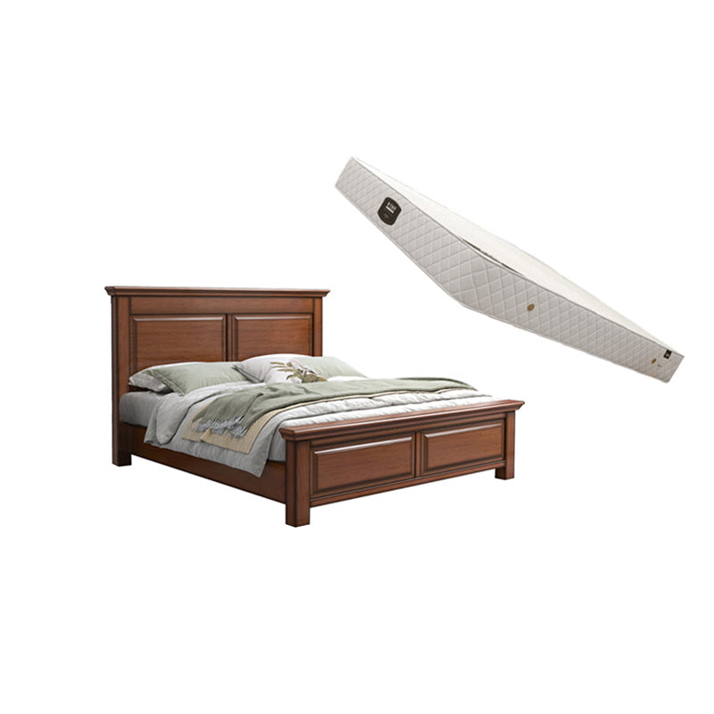 Mid-Century Modern Standard Bed Mahogany Espresso Panel Bed with Headboard Panel Bed & Mattress Clearhalo 'Bedroom Furniture' 'Beds' 'furn' 'furn_beds' 'Furniture' 7381815