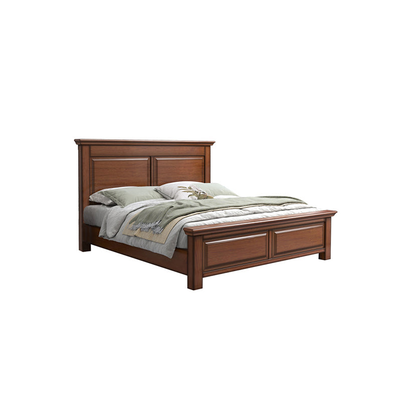 Mid-Century Modern Standard Bed Mahogany Espresso Panel Bed with Headboard Panel 71"W x 79"L Single Bed Clearhalo 'Bedroom Furniture' 'Beds' 'furn' 'furn_beds' 'Furniture' 7381816