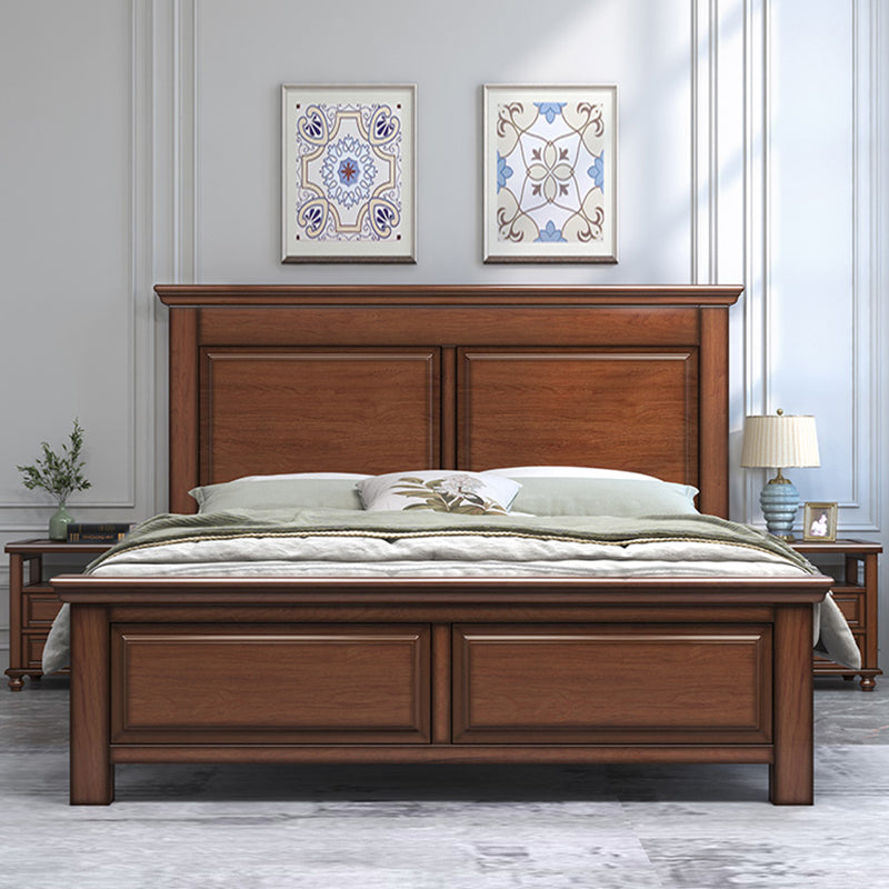 Mid-Century Modern Standard Bed Mahogany Espresso Panel Bed with Headboard Clearhalo 'Bedroom Furniture' 'Beds' 'furn' 'furn_beds' 'Furniture' 7381817