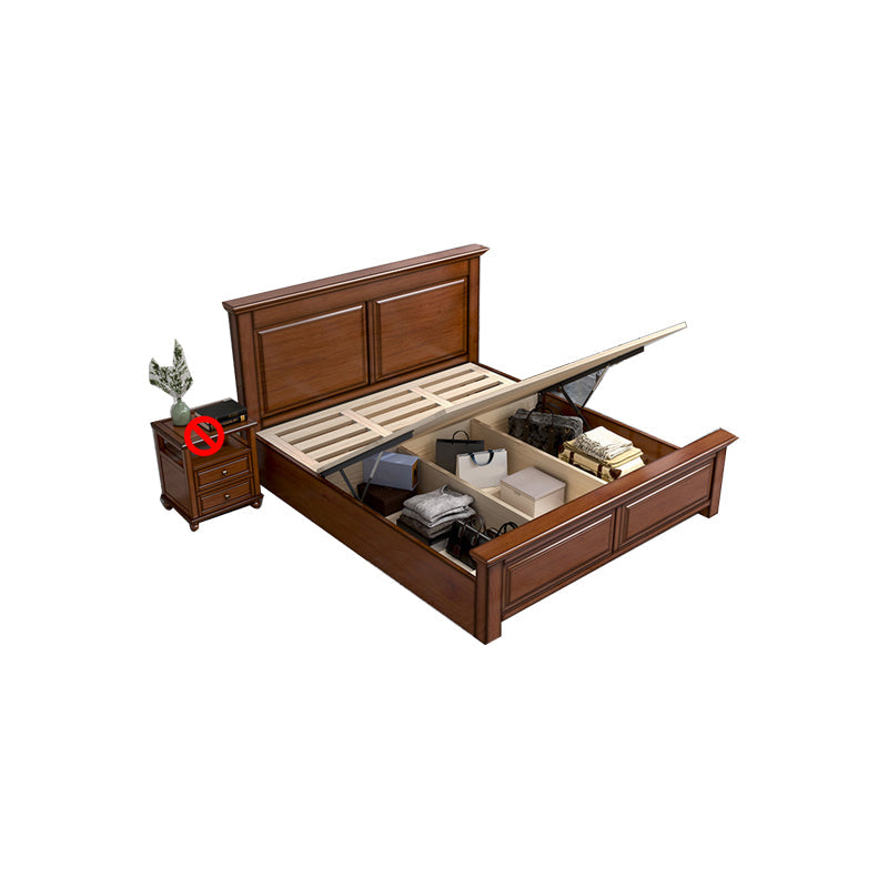 Mid-Century Modern Standard Bed Mahogany Espresso Panel Bed with Headboard Lift Up Storage Single Bed Clearhalo 'Bedroom Furniture' 'Beds' 'furn' 'furn_beds' 'Furniture' 7381818
