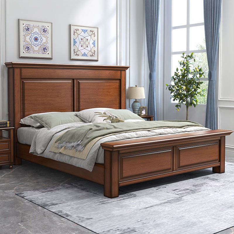Mid-Century Modern Standard Bed Mahogany Espresso Panel Bed with Headboard Clearhalo 'Bedroom Furniture' 'Beds' 'furn' 'furn_beds' 'Furniture' 7381821