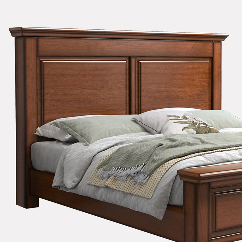 Mid-Century Modern Standard Bed Mahogany Espresso Panel Bed with Headboard Clearhalo 'Bedroom Furniture' 'Beds' 'furn' 'furn_beds' 'Furniture' 7381824