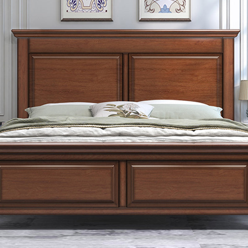 Mid-Century Modern Standard Bed Mahogany Espresso Panel Bed with Headboard Clearhalo 'Bedroom Furniture' 'Beds' 'furn' 'furn_beds' 'Furniture' 7381825