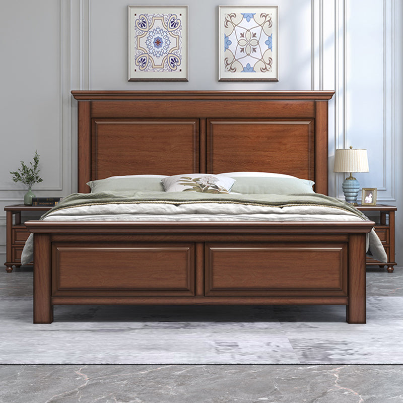 Mid-Century Modern Standard Bed Mahogany Espresso Panel Bed with Headboard Clearhalo 'Bedroom Furniture' 'Beds' 'furn' 'furn_beds' 'Furniture' 7381828