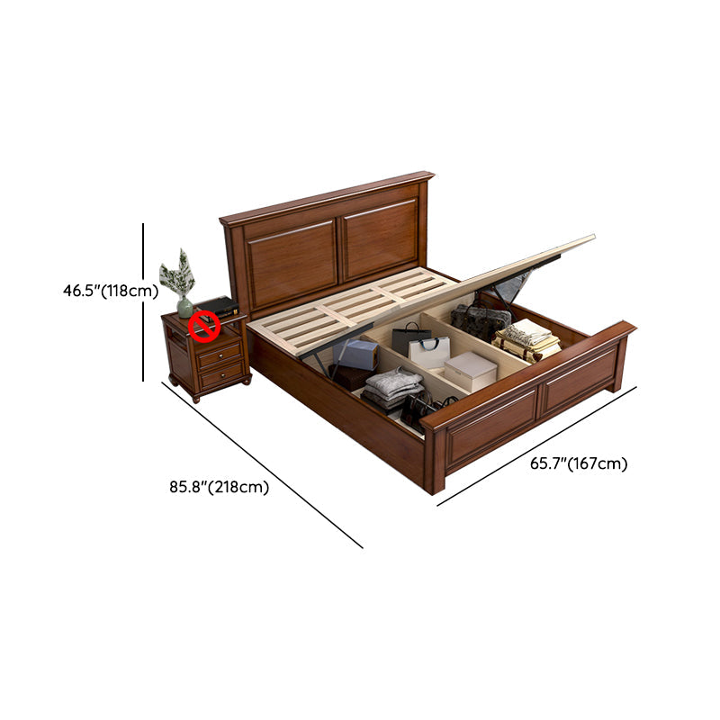 Mid-Century Modern Standard Bed Mahogany Espresso Panel Bed with Headboard Clearhalo 'Bedroom Furniture' 'Beds' 'furn' 'furn_beds' 'Furniture' 7381831