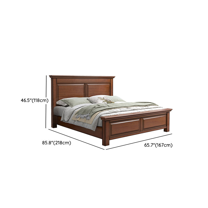 Mid-Century Modern Standard Bed Mahogany Espresso Panel Bed with Headboard Clearhalo 'Bedroom Furniture' 'Beds' 'furn' 'furn_beds' 'Furniture' 7381833