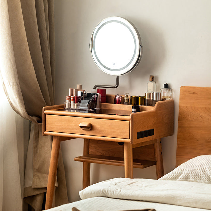 Minimalism Solid Wood Makeup Table Vanity Stool with Drawers and Mirror Clearhalo 'Bedroom Furniture' 'furn' 'furn_makeup_vanities' 'Furniture' 'Makeup Vanities' 'makeup_vanities' 7381885