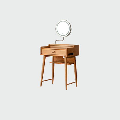 Minimalism Solid Wood Makeup Table Vanity Stool with Drawers and Mirror Cherry Wood Clearhalo 'Bedroom Furniture' 'furn' 'furn_makeup_vanities' 'Furniture' 'Makeup Vanities' 'makeup_vanities' 7381886