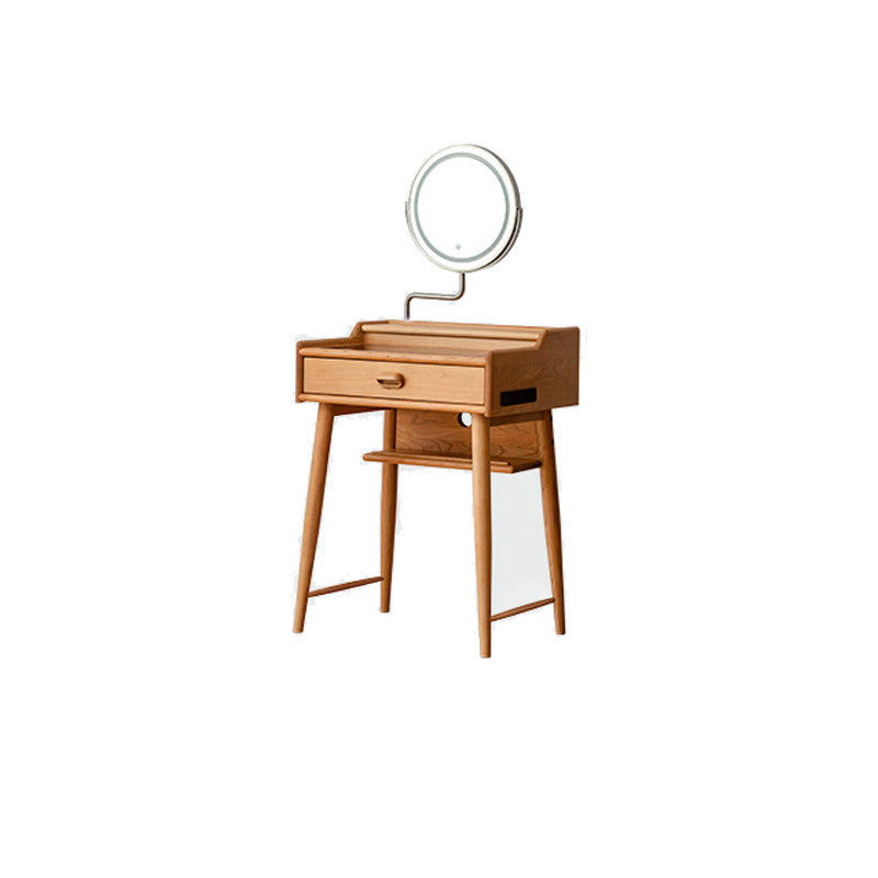 Minimalism Solid Wood Makeup Table Vanity Stool with Drawers and Mirror Clearhalo 'Bedroom Furniture' 'furn' 'furn_makeup_vanities' 'Furniture' 'Makeup Vanities' 'makeup_vanities' 7381890