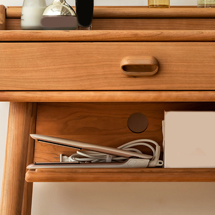 Minimalism Solid Wood Makeup Table Vanity Stool with Drawers and Mirror Clearhalo 'Bedroom Furniture' 'furn' 'furn_makeup_vanities' 'Furniture' 'Makeup Vanities' 'makeup_vanities' 7381893