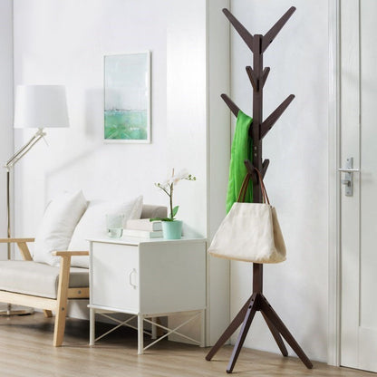 Contemporary Hall Stand Wooden Free Standing Hall Stand with Hook 18"L x 18"W x 69"H Coffee
