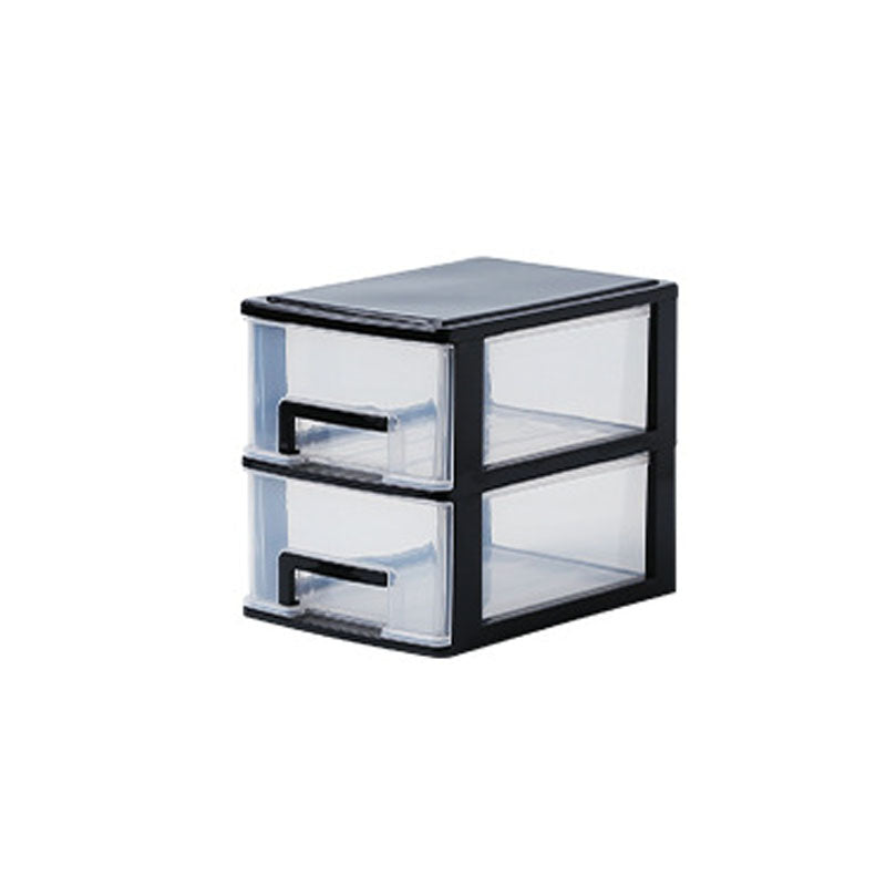 Contemporary Plastic Cabinet Vertical File Cabinet with Drawers for Office 6.7"L x 9.4"W x 7.9"H Black Clear Clearhalo 'Filing Cabinets' 'filling_cabinets' 'furn' 'furn_filling_cabinets' 'Furniture' 'Office Furniture' 7382031