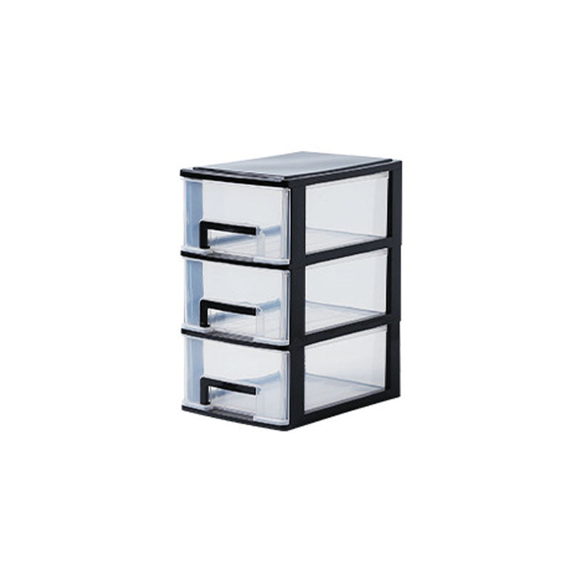 Contemporary Plastic Cabinet Vertical File Cabinet with Drawers for Office 6.7"L x 9.4"W x 11.8"H Black Clear Clearhalo 'Filing Cabinets' 'filling_cabinets' 'furn' 'furn_filling_cabinets' 'Furniture' 'Office Furniture' 7382033