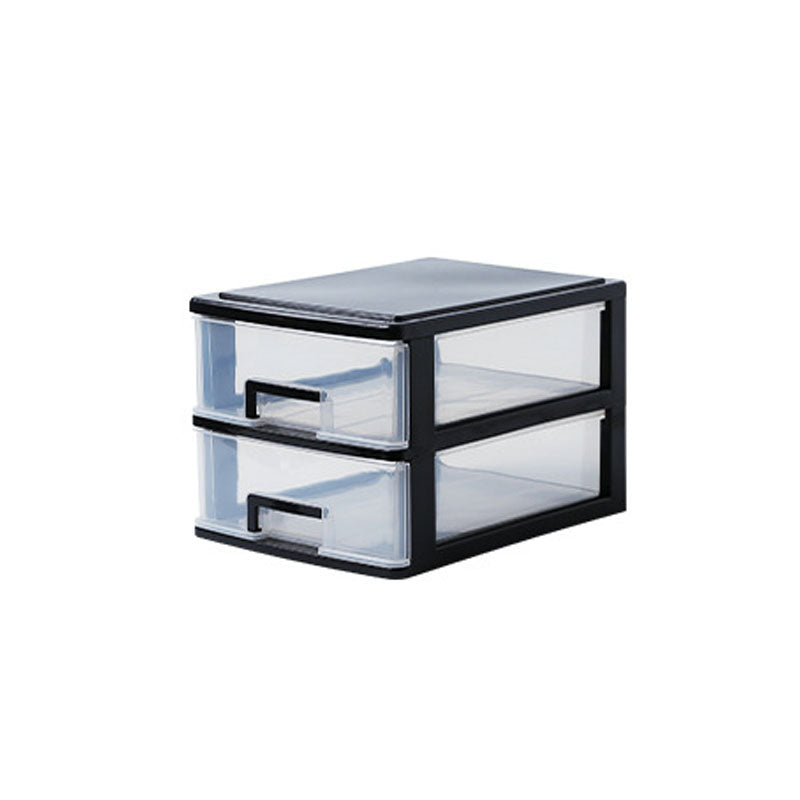 Contemporary Plastic Cabinet Vertical File Cabinet with Drawers for Office 9.8"L x 13.4"W x 8.7"H Black Clear Clearhalo 'Filing Cabinets' 'filling_cabinets' 'furn' 'furn_filling_cabinets' 'Furniture' 'Office Furniture' 7382036