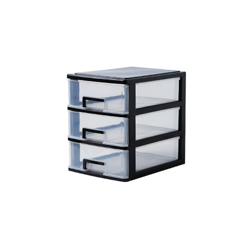 Contemporary Plastic Cabinet Vertical File Cabinet with Drawers for Office 9.8"L x 13.4"W x 12.6"H Black Clear Clearhalo 'Filing Cabinets' 'filling_cabinets' 'furn' 'furn_filling_cabinets' 'Furniture' 'Office Furniture' 7382039