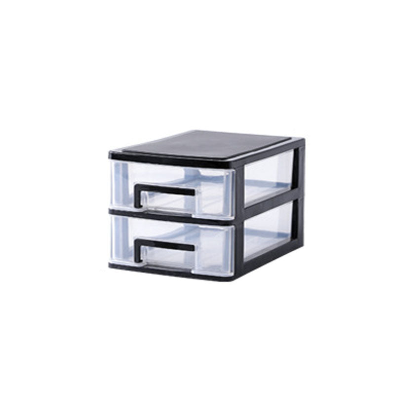 Contemporary Plastic Cabinet Vertical File Cabinet with Drawers for Office 6"L x 8.3"W x 5.2"H Black Clear Clearhalo 'Filing Cabinets' 'filling_cabinets' 'furn' 'furn_filling_cabinets' 'Furniture' 'Office Furniture' 7382042
