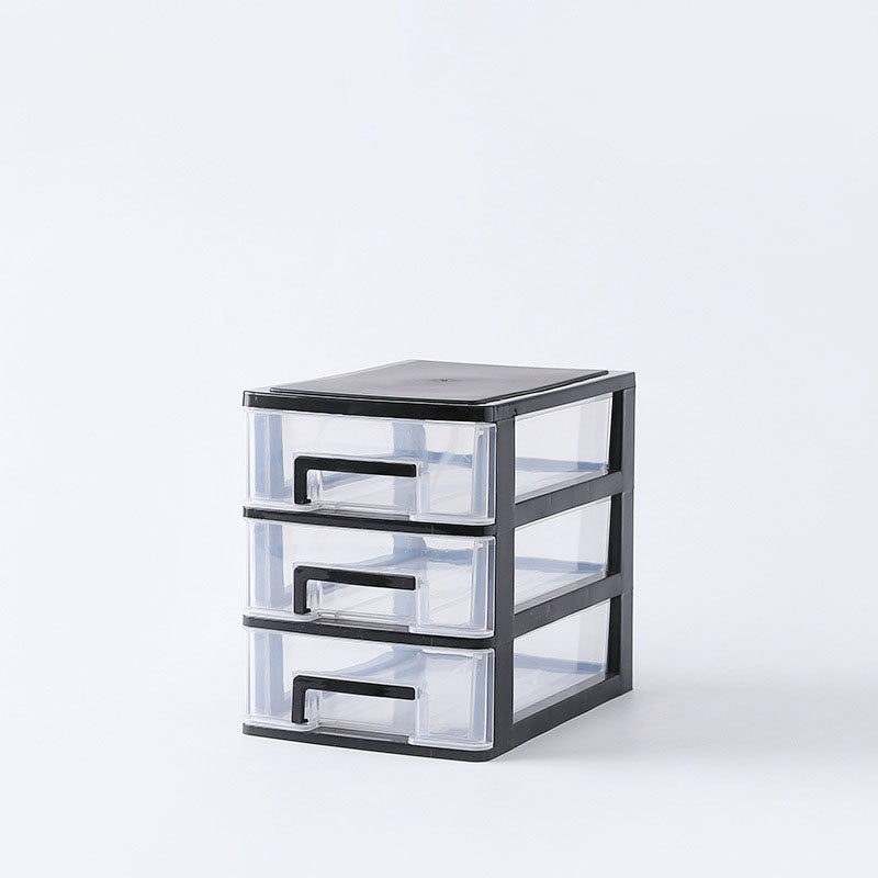 Contemporary Plastic Cabinet Vertical File Cabinet with Drawers for Office 6"L x 8.3"W x 7.6"H Black Clear Clearhalo 'Filing Cabinets' 'filling_cabinets' 'furn' 'furn_filling_cabinets' 'Furniture' 'Office Furniture' 7382046