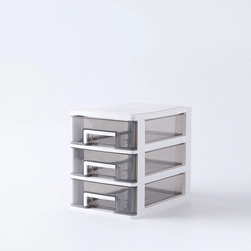 Contemporary Plastic Cabinet Vertical File Cabinet with Drawers for Office 6"L x 8.3"W x 7.6"H White-Black Clearhalo 'Filing Cabinets' 'filling_cabinets' 'furn' 'furn_filling_cabinets' 'Furniture' 'Office Furniture' 7382048