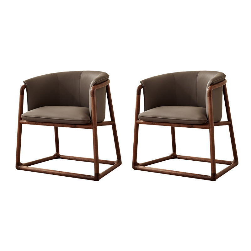 Modern Style Dining Chair Leather Wooden Base Arm Chair for Home Use 2 Piece Set Clearhalo 'Dining Chairs' 'Dining Tables & Seating' 'dining_chair' 'furn' 'furn_dining_chair' 'Furniture' 'Kitchen & Dining Furniture' 7382414