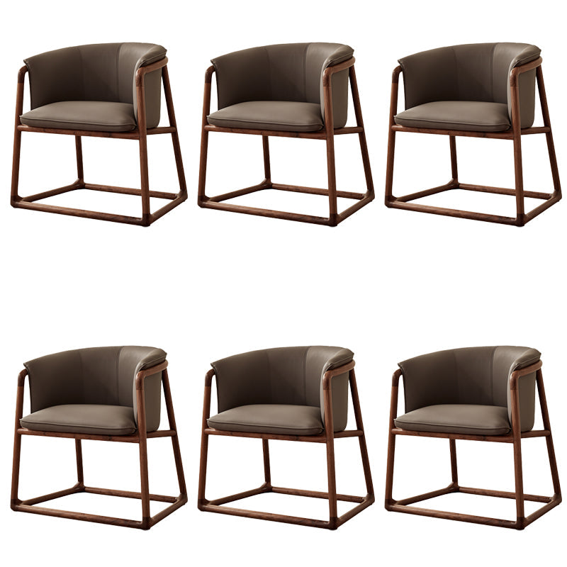 Modern Style Dining Chair Leather Wooden Base Arm Chair for Home Use 6 Piece Set Clearhalo 'Dining Chairs' 'Dining Tables & Seating' 'dining_chair' 'furn' 'furn_dining_chair' 'Furniture' 'Kitchen & Dining Furniture' 7382417
