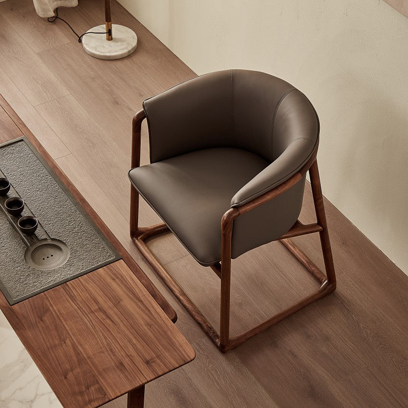 Modern Style Dining Chair Leather Wooden Base Arm Chair for Home Use Clearhalo 'Dining Chairs' 'Dining Tables & Seating' 'dining_chair' 'furn' 'furn_dining_chair' 'Furniture' 'Kitchen & Dining Furniture' 7382418