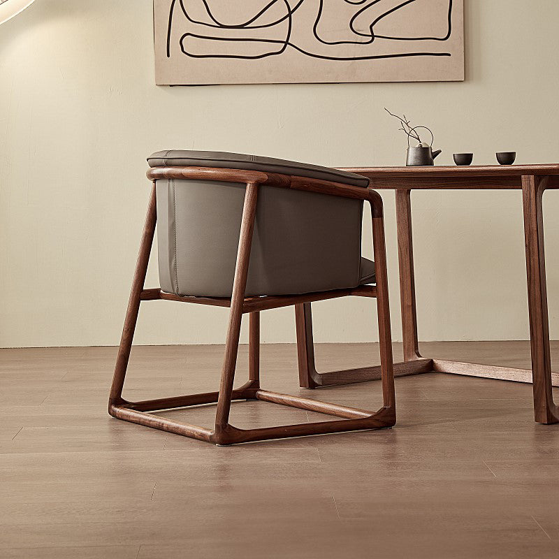 Modern Style Dining Chair Leather Wooden Base Arm Chair for Home Use Clearhalo 'Dining Chairs' 'Dining Tables & Seating' 'dining_chair' 'furn' 'furn_dining_chair' 'Furniture' 'Kitchen & Dining Furniture' 7382420