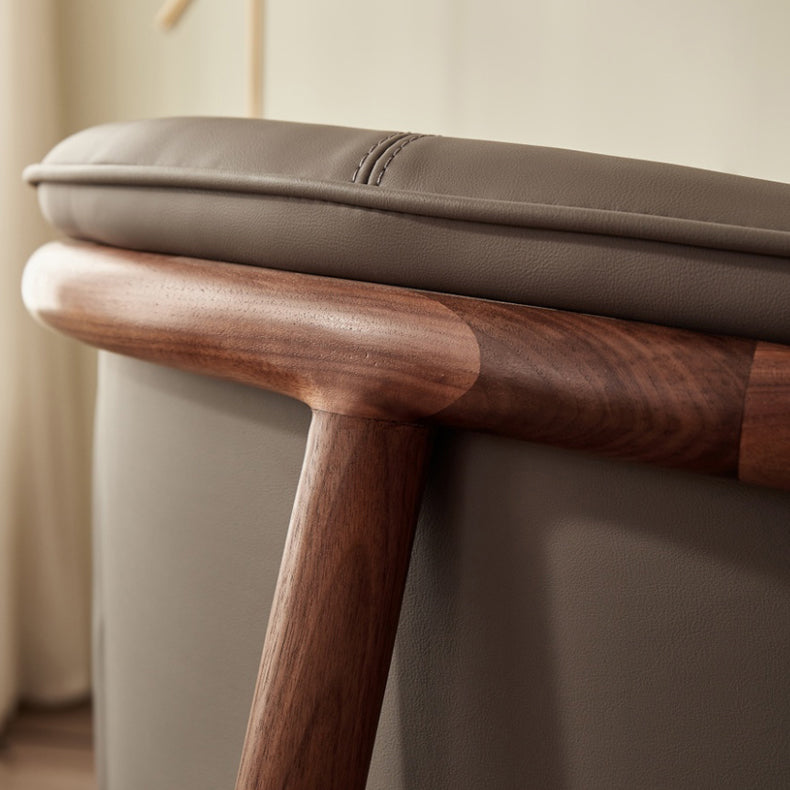 Modern Style Dining Chair Leather Wooden Base Arm Chair for Home Use Clearhalo 'Dining Chairs' 'Dining Tables & Seating' 'dining_chair' 'furn' 'furn_dining_chair' 'Furniture' 'Kitchen & Dining Furniture' 7382425