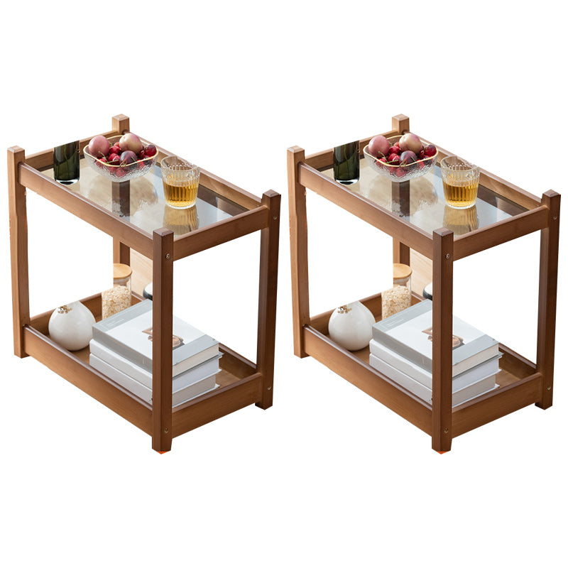 11" Wide Contemporary Corner Table Storage Clear Double Tier Accent Side Table Brown 2 Clearhalo 'Coffee & Accent Tables' 'End & Side Tables' 'end_side_tables' 'furn' 'furn_end_side_tables' 'Furniture' 'Living Room Furniture' 7382748