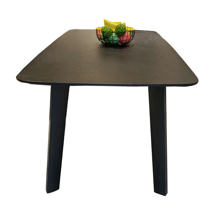 Modern Rectangle Stone Dining Table Wood Base for Dining Room