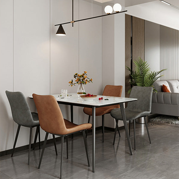 Polished Finish Dinette Table with Metal Legs Stone Top Indoor Dining Table Clearhalo 'Dining Tables & Seating' 'Dining Tables' 'dining_table' 'furn' 'furn_dining_table' 'Furniture' 'Kitchen & Dining Furniture' 7382920