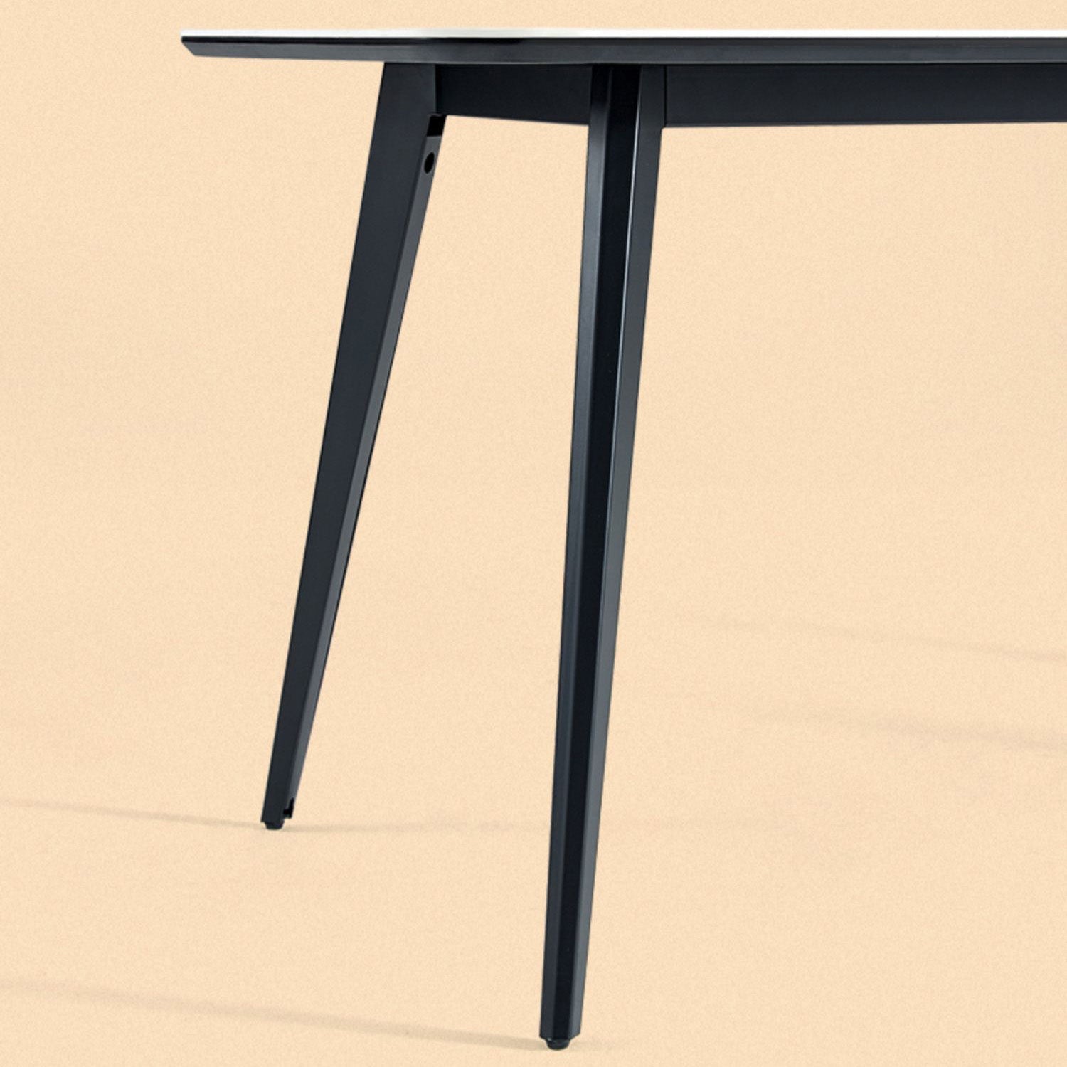 Polished Finish Dinette Table with Metal Legs Stone Top Indoor Dining Table Clearhalo 'Dining Tables & Seating' 'Dining Tables' 'dining_table' 'furn' 'furn_dining_table' 'Furniture' 'Kitchen & Dining Furniture' 7382924