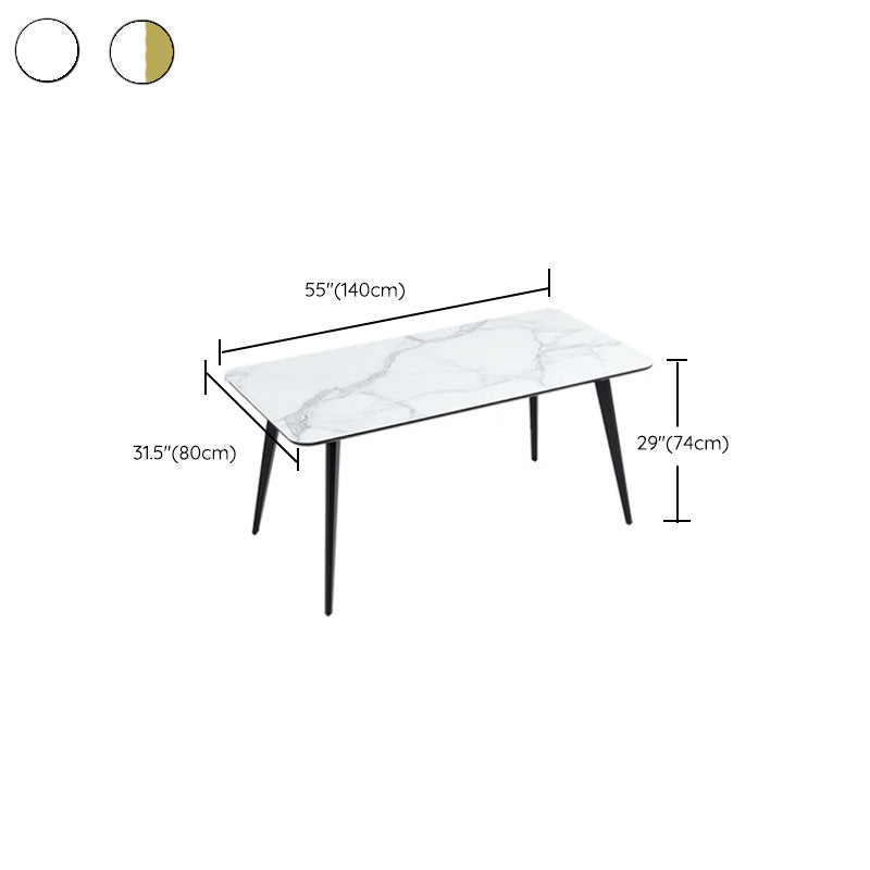 Polished Finish Dinette Table with Metal Legs Stone Top Indoor Dining Table Clearhalo 'Dining Tables & Seating' 'Dining Tables' 'dining_table' 'furn' 'furn_dining_table' 'Furniture' 'Kitchen & Dining Furniture' 7382927