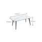 Polished Finish Dinette Table with Metal Legs Stone Top Indoor Dining Table Clearhalo 'Dining Tables & Seating' 'Dining Tables' 'dining_table' 'furn' 'furn_dining_table' 'Furniture' 'Kitchen & Dining Furniture' 7382929