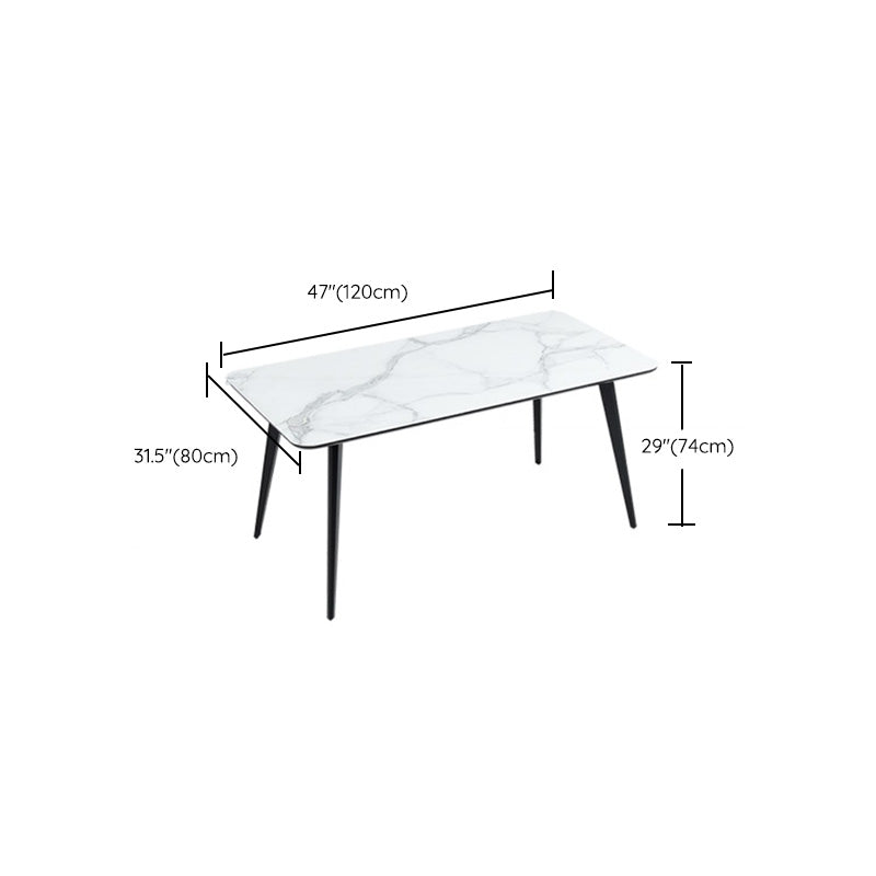 Polished Finish Dinette Table with Metal Legs Stone Top Indoor Dining Table Clearhalo 'Dining Tables & Seating' 'Dining Tables' 'dining_table' 'furn' 'furn_dining_table' 'Furniture' 'Kitchen & Dining Furniture' 7382929