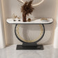 12 Inch Wide Glam Accent Table Half Moon Stone Console Table for Hall