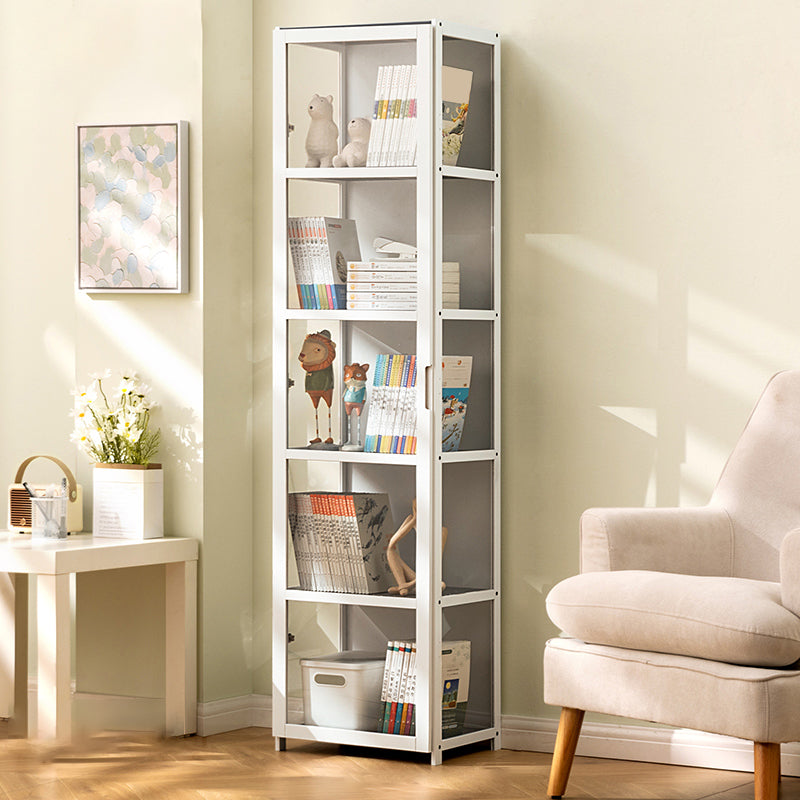 White Lacquered Modern Storage Cabinet,Rectangle Standard Cabinet 17"L x 13"W x 63"H Clearhalo 'Cabinets & Chests' 'cabinets_chests' 'furn' 'furn_cabinets_chests' 'Furniture' 'Living Room Furniture' 7383245