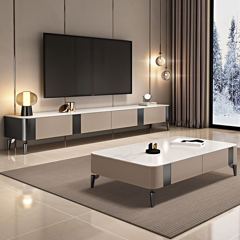 Contemporary TV Stand Console Stone TV Media Console with Drawers Clearhalo 'furn' 'furn_tv_stands_entertainment_centers' 'Furniture' 'Living Room Furniture' 'TV Stands & Entertainment Centers' 'TV Stands & Media Storage Furniture' 'tv_stands_entertainment_centers' 7383562