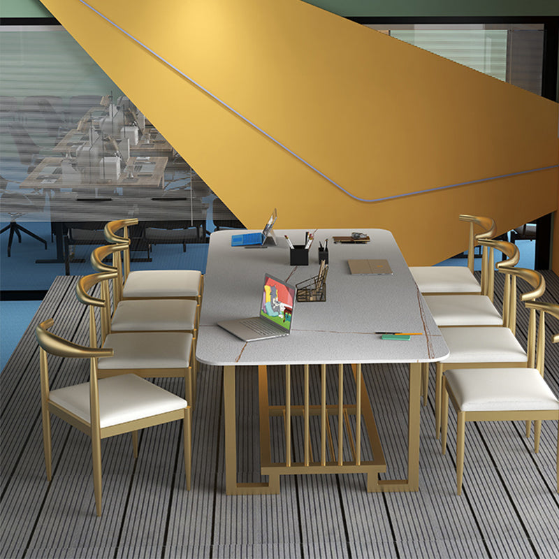 Tables de conférence en forme de bureau de style moderne en pierre avec 2 lames pour le bureau