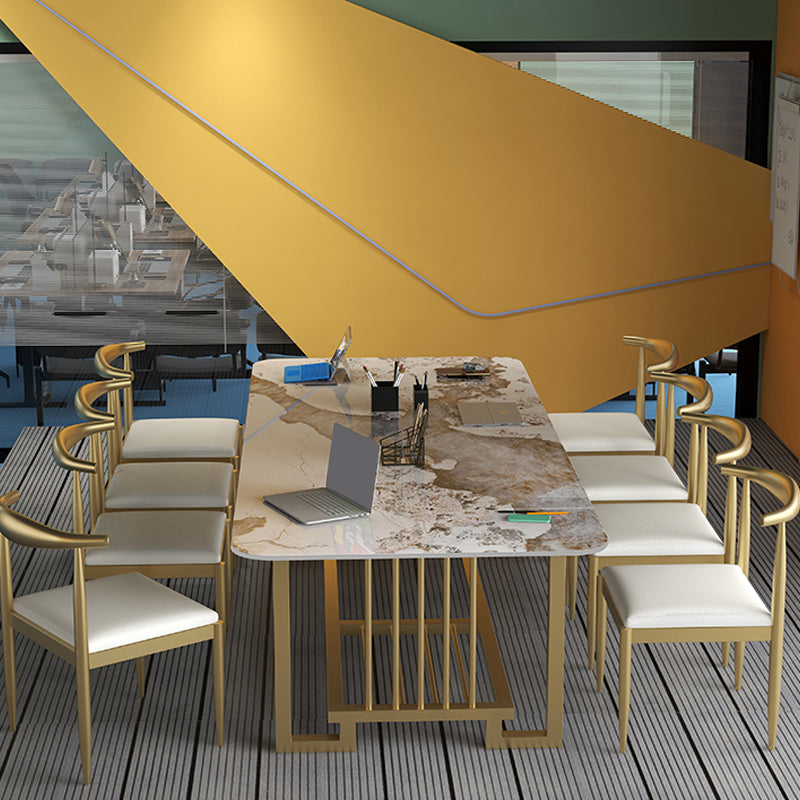 Tables de conférence en forme de bureau de style moderne en pierre avec 2 lames pour le bureau