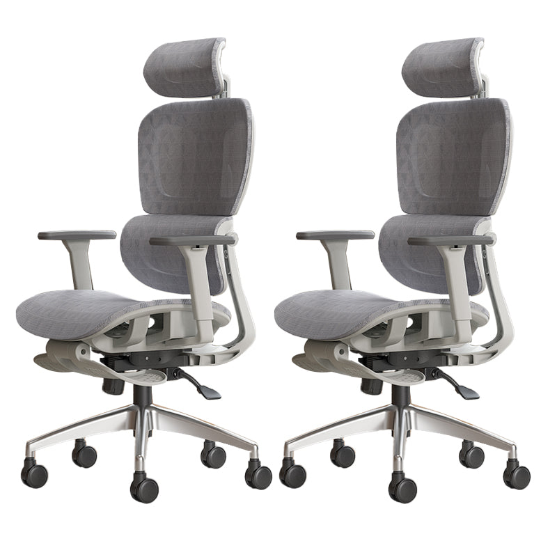 Modern Ergonomic Office Chair Adjustable Seat Height Desk Chair with Wheels Grey 2 Piece Set With Footrest Clearhalo 'furn' 'furn_office_chair' 'Furniture' 'Office Chairs' 'Office Furniture' 'office_chair' 7383921