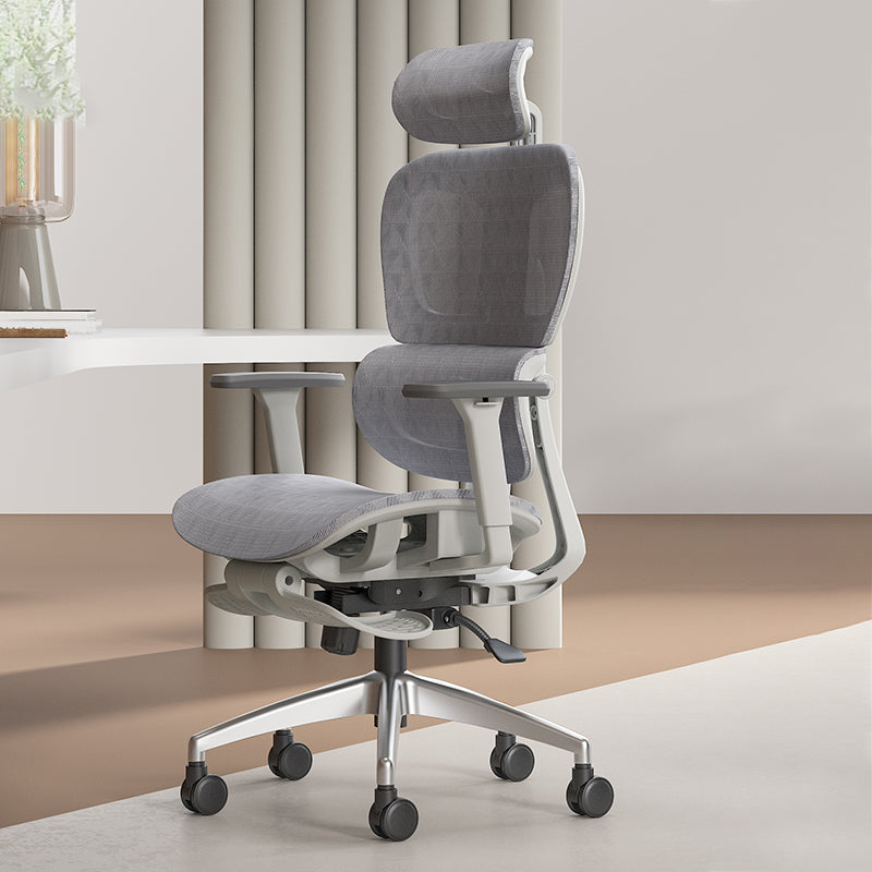 Modern Ergonomic Office Chair Adjustable Seat Height Desk Chair with Wheels Grey 1 Piece With Footrest Clearhalo 'furn' 'furn_office_chair' 'Furniture' 'Office Chairs' 'Office Furniture' 'office_chair' 7383923