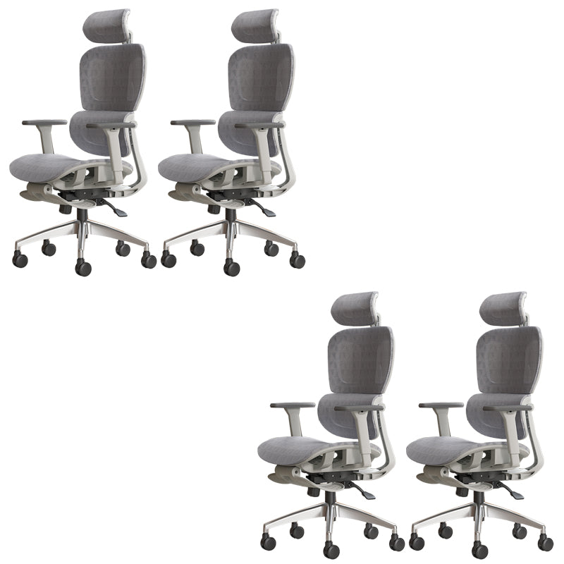 Modern Ergonomic Office Chair Adjustable Seat Height Desk Chair with Wheels Grey 4 Piece Set With Footrest Clearhalo 'furn' 'furn_office_chair' 'Furniture' 'Office Chairs' 'Office Furniture' 'office_chair' 7383924