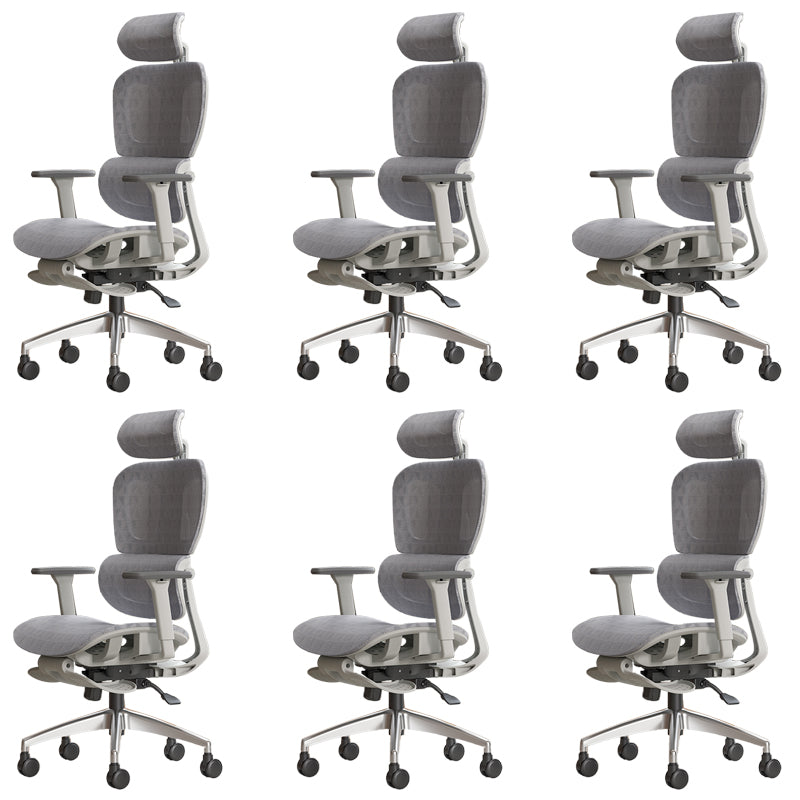 Modern Ergonomic Office Chair Adjustable Seat Height Desk Chair with Wheels Grey 6 Piece Set With Footrest Clearhalo 'furn' 'furn_office_chair' 'Furniture' 'Office Chairs' 'Office Furniture' 'office_chair' 7383926