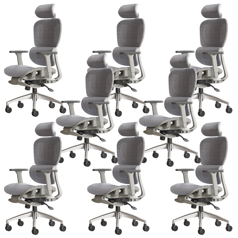 Modern Ergonomic Office Chair Adjustable Seat Height Desk Chair with Wheels Grey 8 Piece Set With Footrest Clearhalo 'furn' 'furn_office_chair' 'Furniture' 'Office Chairs' 'Office Furniture' 'office_chair' 7383928