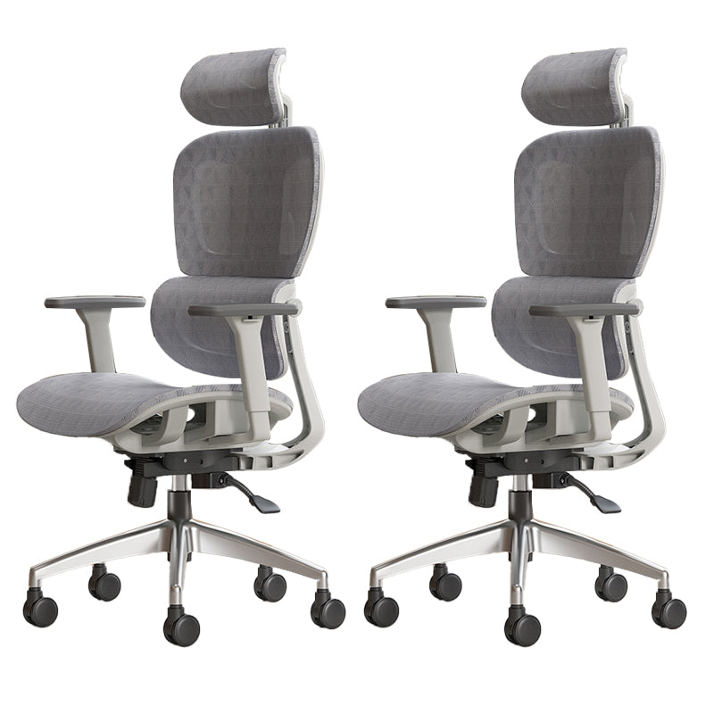 Modern Ergonomic Office Chair Adjustable Seat Height Desk Chair with Wheels Grey 2 Piece Set Without Footrest Clearhalo 'furn' 'furn_office_chair' 'Furniture' 'Office Chairs' 'Office Furniture' 'office_chair' 7383932