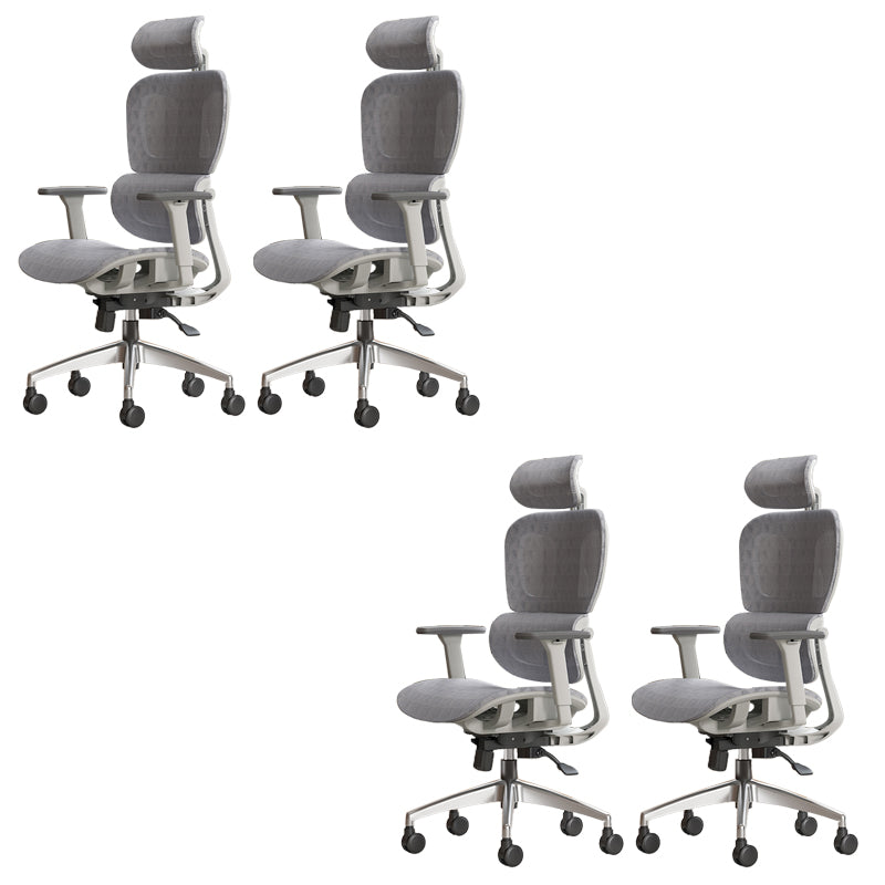 Modern Ergonomic Office Chair Adjustable Seat Height Desk Chair with Wheels Grey 4 Piece Set Without Footrest Clearhalo 'furn' 'furn_office_chair' 'Furniture' 'Office Chairs' 'Office Furniture' 'office_chair' 7383934