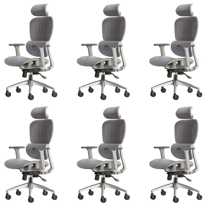 Modern Ergonomic Office Chair Adjustable Seat Height Desk Chair with Wheels Grey 6 Piece Set Without Footrest Clearhalo 'furn' 'furn_office_chair' 'Furniture' 'Office Chairs' 'Office Furniture' 'office_chair' 7383935