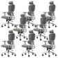 Modern Ergonomic Office Chair Adjustable Seat Height Desk Chair with Wheels Grey 8 Piece Set Without Footrest Clearhalo 'furn' 'furn_office_chair' 'Furniture' 'Office Chairs' 'Office Furniture' 'office_chair' 7383937