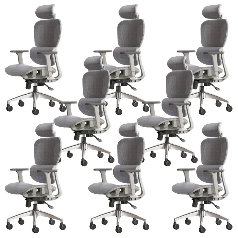 Modern Ergonomic Office Chair Adjustable Seat Height Desk Chair with Wheels Grey 8 Piece Set Without Footrest Clearhalo 'furn' 'furn_office_chair' 'Furniture' 'Office Chairs' 'Office Furniture' 'office_chair' 7383937