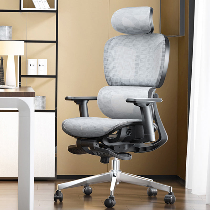 Modern Ergonomic Office Chair Adjustable Seat Height Desk Chair with Wheels White-Gray 1 Piece With Footrest Clearhalo 'furn' 'furn_office_chair' 'Furniture' 'Office Chairs' 'Office Furniture' 'office_chair' 7383938